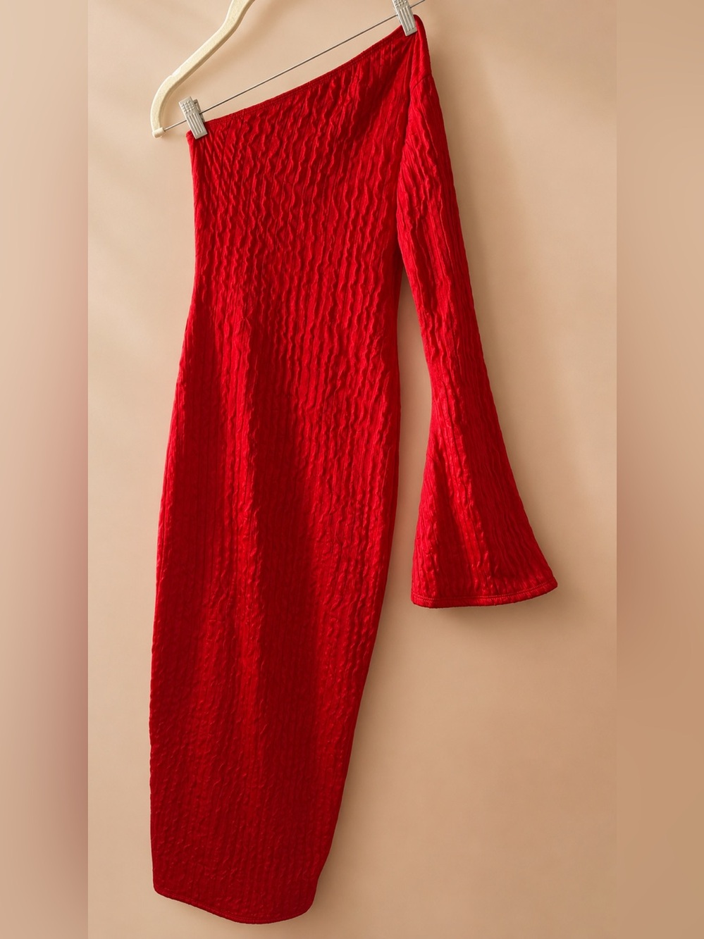 PrettyLittleThing Red One-Shoulder Maxi Dress